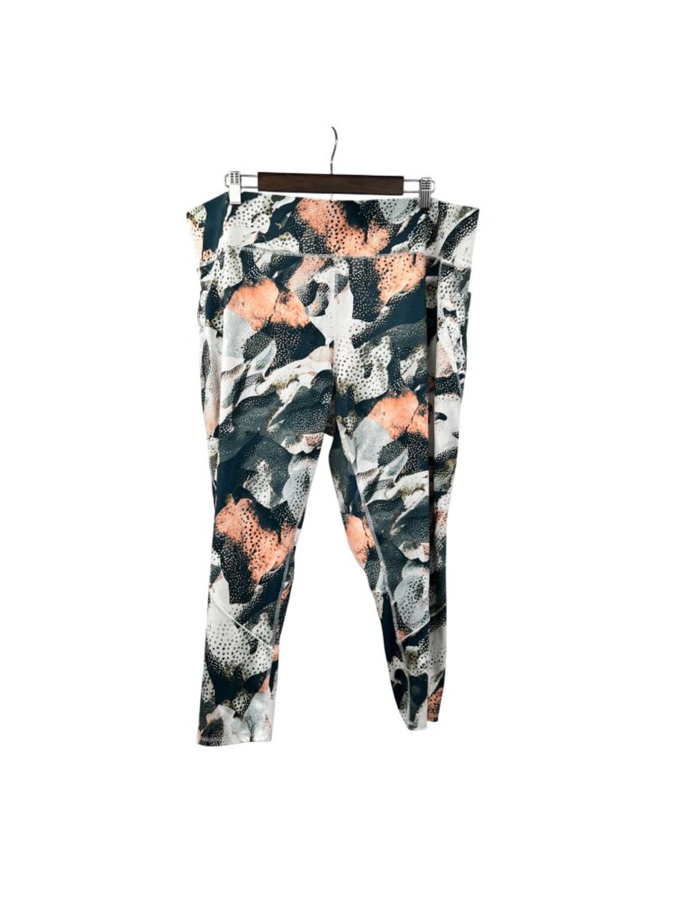 FLX Womens Cropped Legging High Rise Multicolor Print Size 3X Zip Pockets